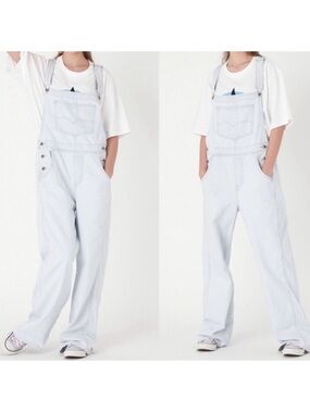 Levi’s Silvertab Denim Bib Overalls Straight Leg Light Wash Cotton Size S